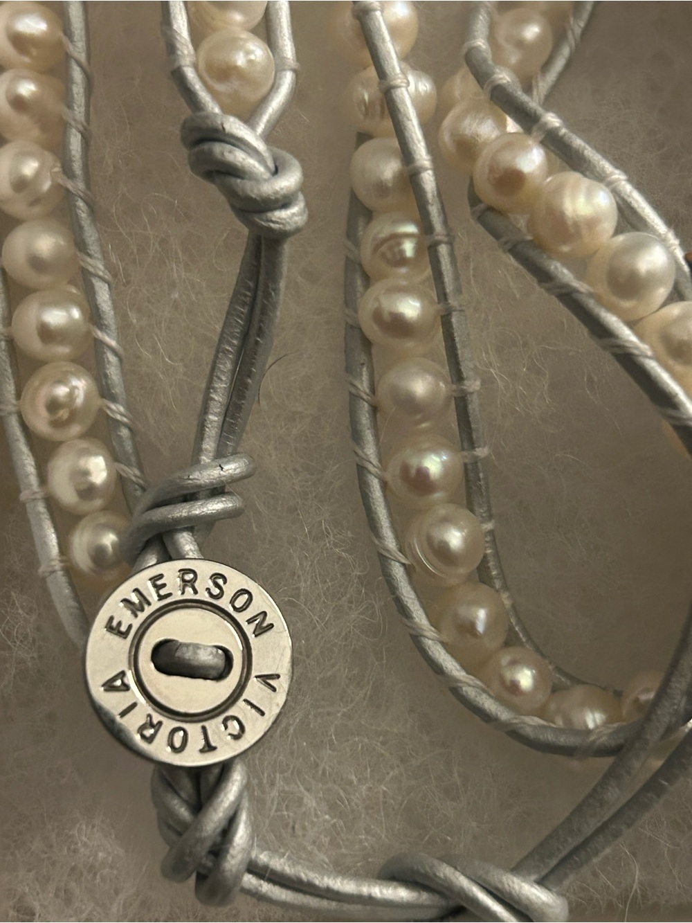Victoria Emerson Pearl Wrap Bracelet - Silver and Cream